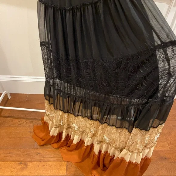 White House Black Market maxi halter dress , open half back eyelet dress. - Picture 8 of 9